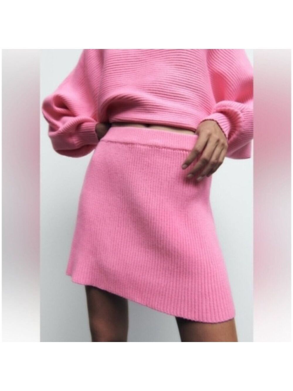 ZARA | ribbed knit Skirt Mini Pink Sz S